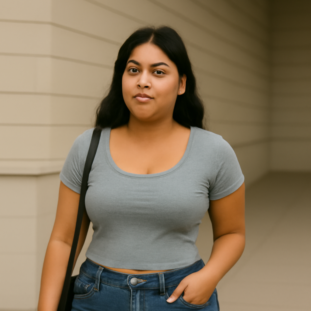 London Plus Size Built-In Bra Crop Tshirt